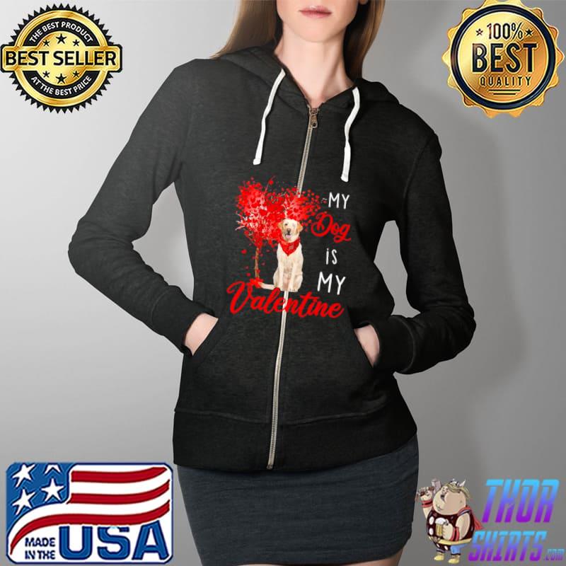 Nice Heart Tree My Dog Is My Valentine Yellow Labrador Shirt Full Zip Hooded