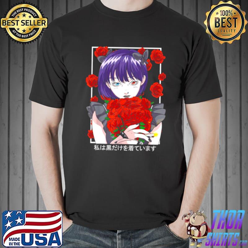 Official Goth Anime Girl Gothic Roses Aesthetic Japanese Vaporwave Shirt Unisex