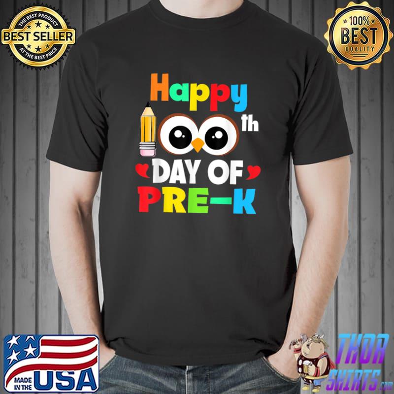Official Happy 100th Day Of Pre K Owl Teacher Student Girls Kids T-Shirt Unisex