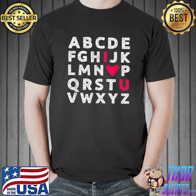 Official Happy Valentine's Day Cute Retro Teacher Alphabet Graphic T-Shirt