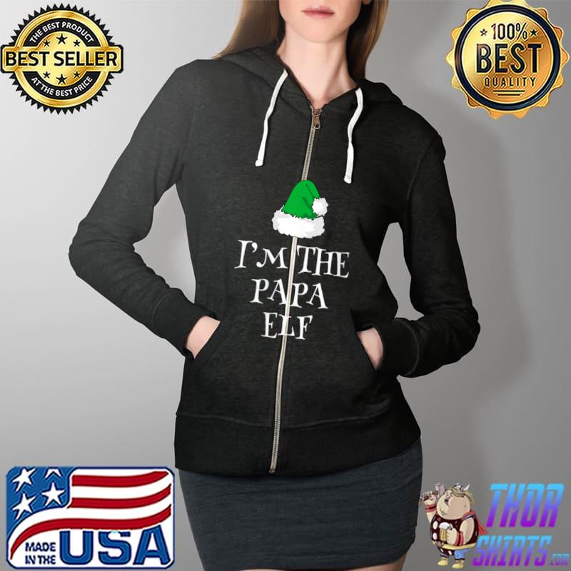 Official I'm Papa Elf Christmas Matching Family Group T-Shirt Full Zip Hooded