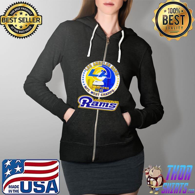 Official Los Angeles Rams champions 2021 NFC west champs Full Zip Hooded
