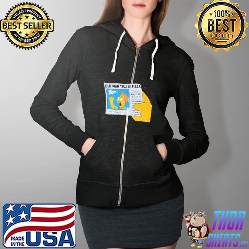 Official Pizzamas Merch Old Man Yells At Pizza Shirt Full Zip Hooded