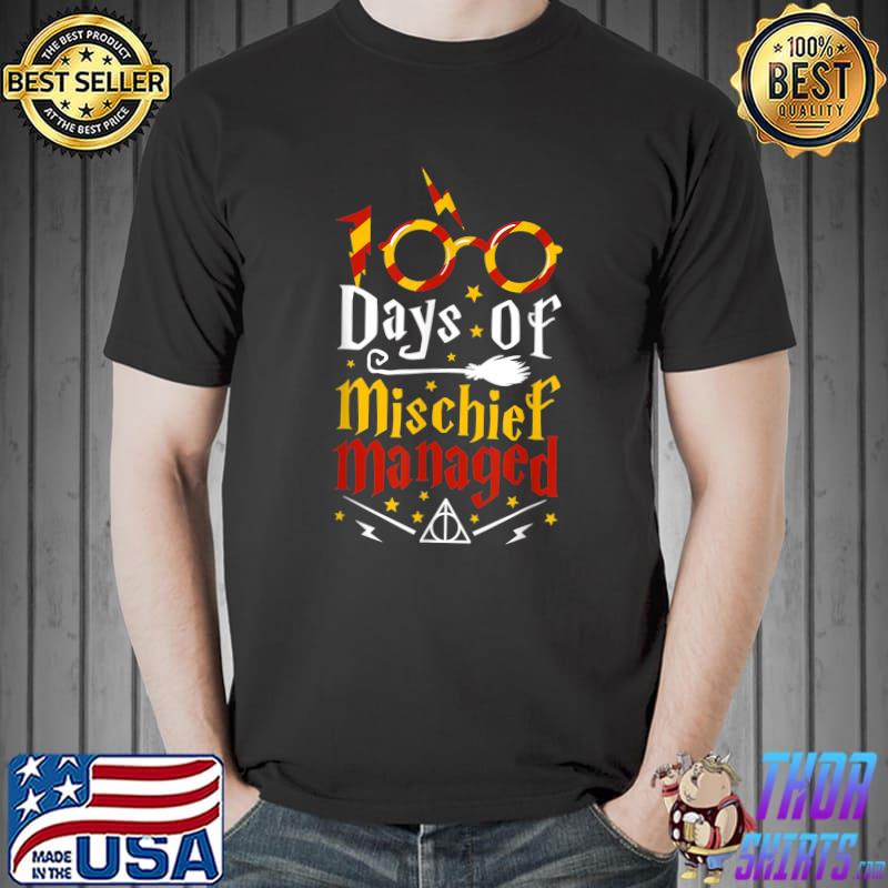Original 100 Days Of Mischief Managed Shirt 100th Day Of School Kids T-Shirt