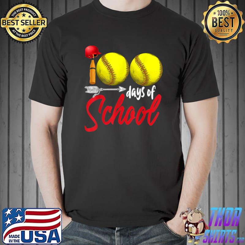 Original 100 Days of School Softball Teacher Kids 100th Day Softball T-Shirt Unisex