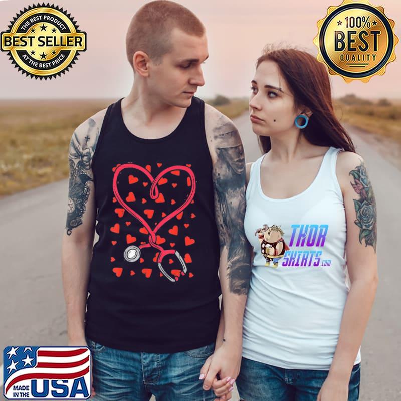 Original Heart Stethoscope Cute Love Nursing Valentines Day Nurse Shirt Tank Top