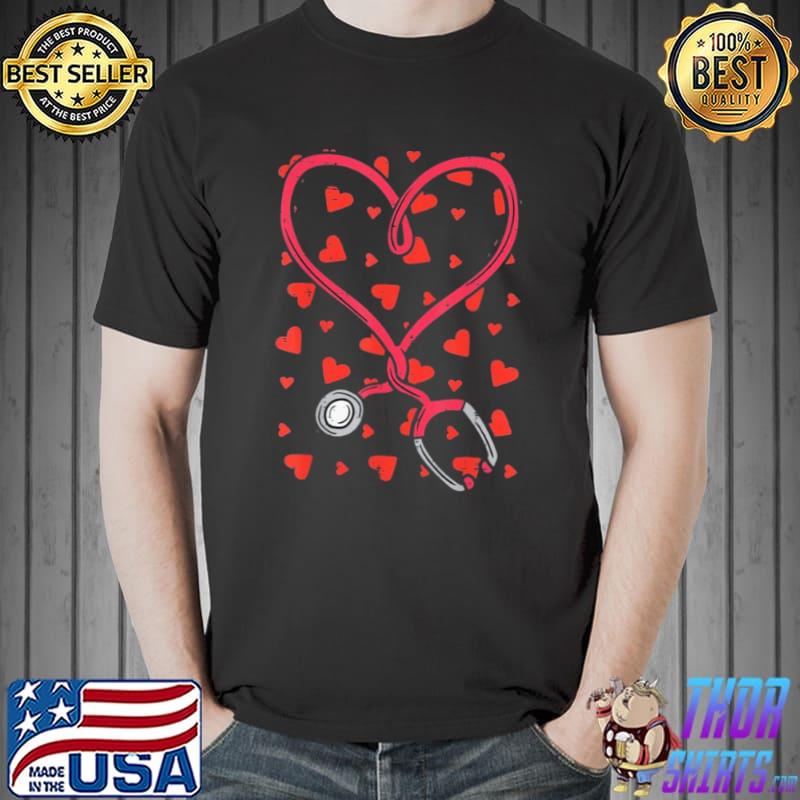 Original Heart Stethoscope Cute Love Nursing Valentines Day Nurse Shirt Unisex