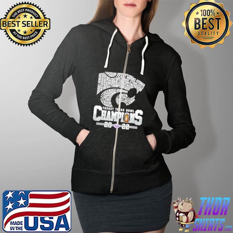 Original Kansas State Wildcats 2022 Texas Bowl Champions Player signatures Full Zip Hooded