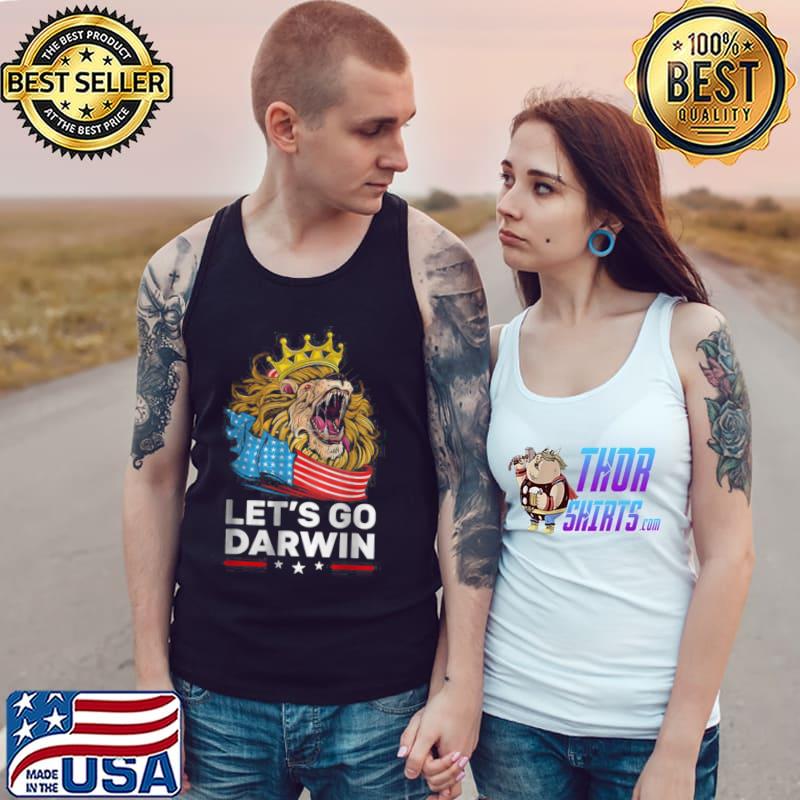 Original Let’s Go Darwin Funny Vintage US Flag Lion Lets Go Darwin T Shirt Tank Top