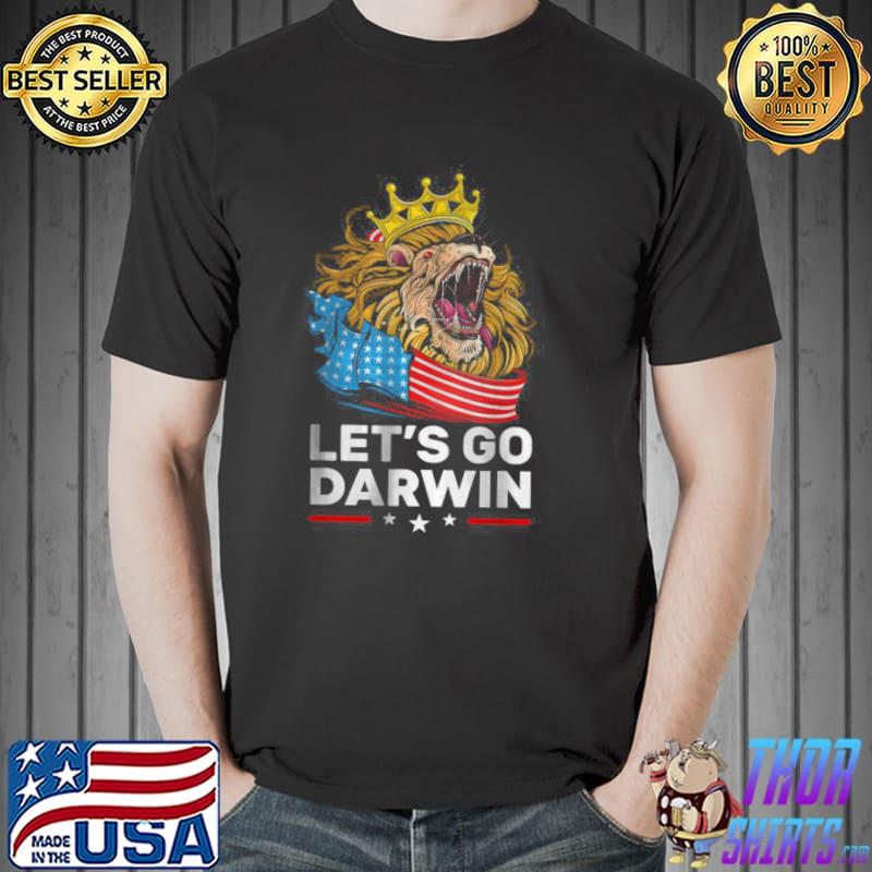 Original Let’s Go Darwin Funny Vintage US Flag Lion Lets Go Darwin T Shirt Unisex
