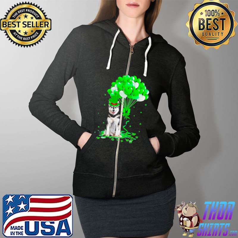 Original Lucky Balloon Husky Dog Hearts Valentine’s Day Shirt Full Zip Hooded
