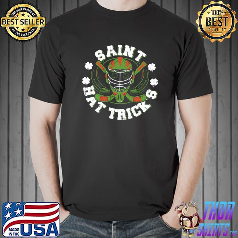 Original Saint Hat tricks Funny Ice Hockey St Patricks Day Shamrock Pullover T Shirt Unisex