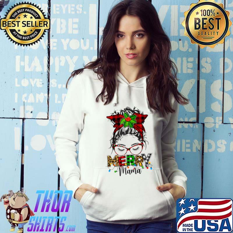 Premium dNNb Messy Bun Merry Mama Merry Xmas Christmas December Mom T-shirt
