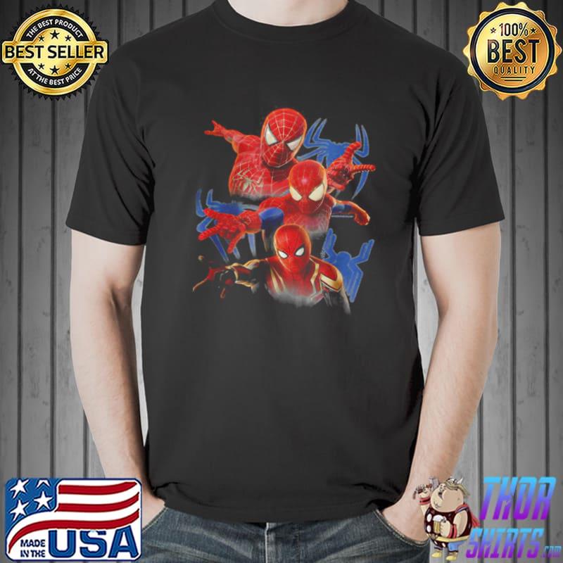 Premium Marvel Spider Man No Way Home Spider Man Trio Combat Pose T Shirt Unisex