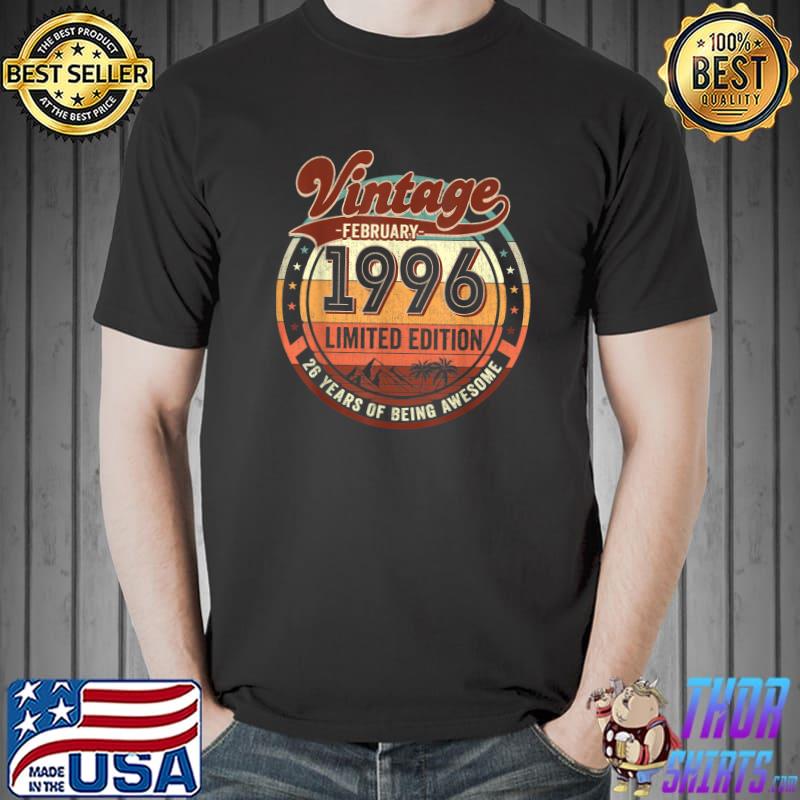 Top 26 Year Old Gifts Vintage February 1996 26th Birthday T-Shirt Unisex