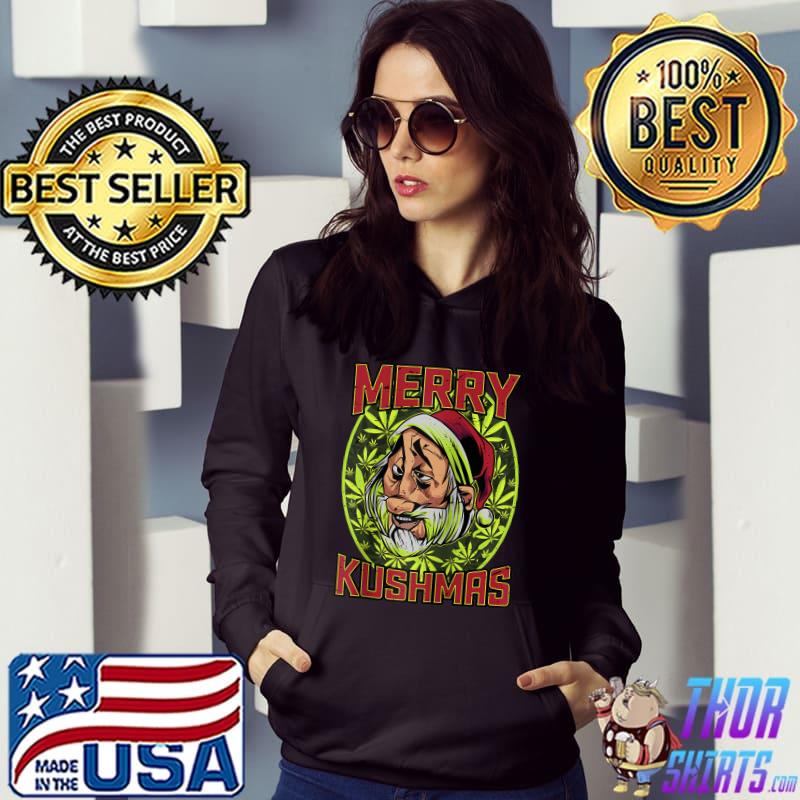 Top Christmas holidays gift Merry Kushmas Santa Claus Raglan Baseball T Shirt