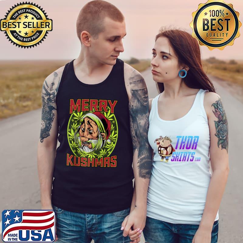 Top Christmas holidays gift Merry Kushmas Santa Claus Raglan Baseball T Shirt Tank Top