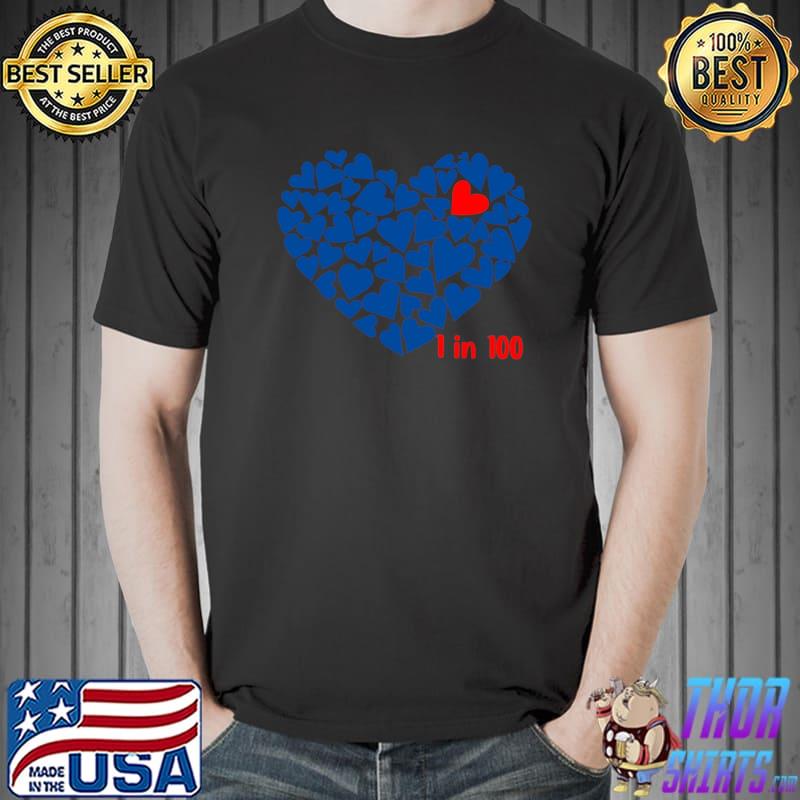1 In 100 Congenital Heart Disease Awareness Gift CHD Outfit T- Unisex