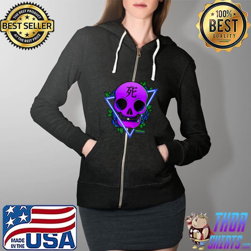 Aesthetic Vaporwave No One Can Escape Death Skull Roses T- Full Zip Hooded