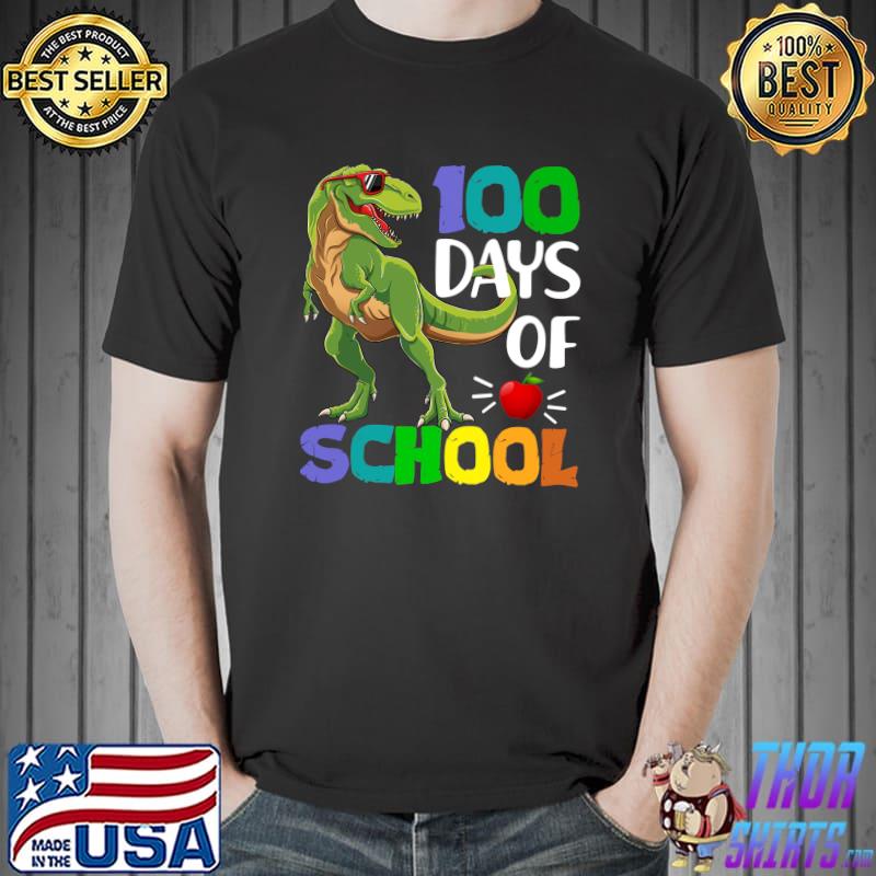 Awesome 100 Days Of School Dinosaur T-rex Wearing Mask Smarter Kids T- Unisex