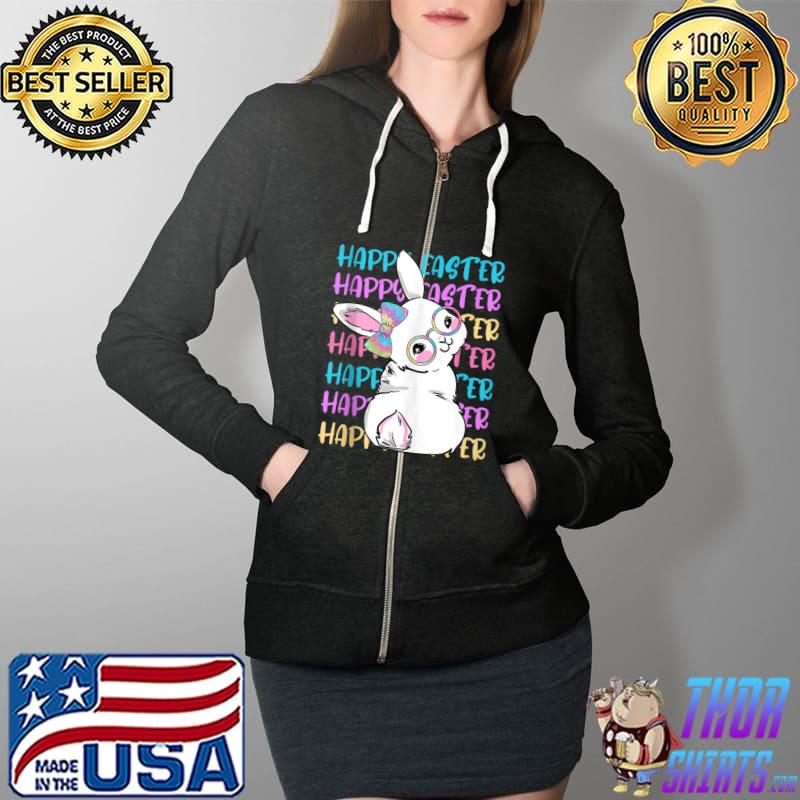 Awesome Dy Cute Bunny Face Tie Dye Glasses Easter Day T- Full Zip Hooded