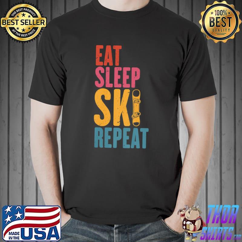Awesome Eat Sleep Ski Repeat Funny Skier Vintage Retro Snowboard Premium T-Shirt Unisex
