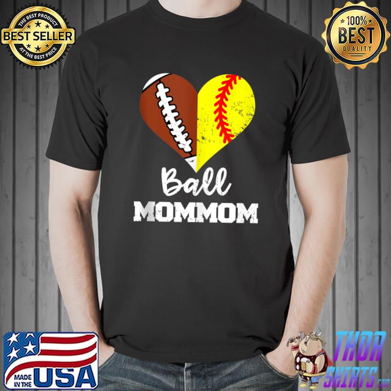 Ball MomMom Heart Funny Football Softball T- Unisex
