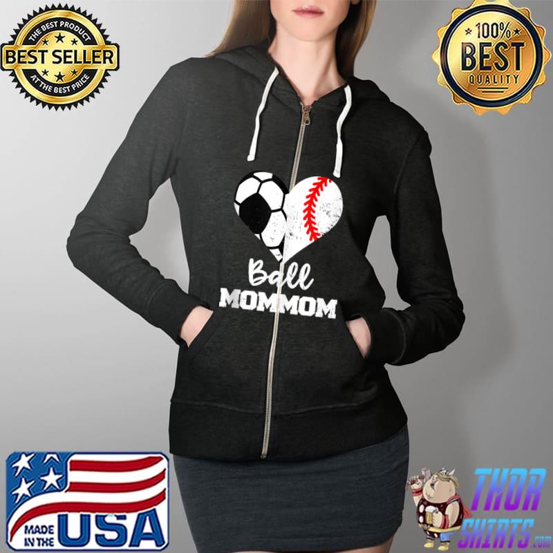 Ball MomMom Heart Funny Soccer Baseball T- Full Zip Hooded