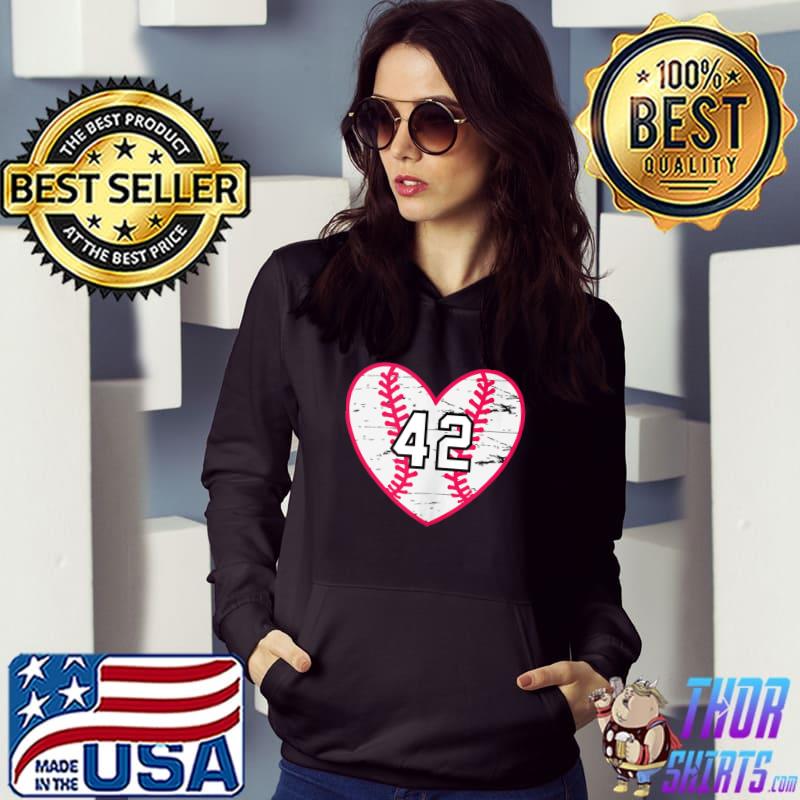 Baseball Softball Heart Number 42 Sports Player Fan Jersey T- Hoodie