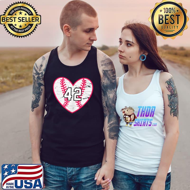 Baseball Softball Heart Number 42 Sports Player Fan Jersey T- Tank Top