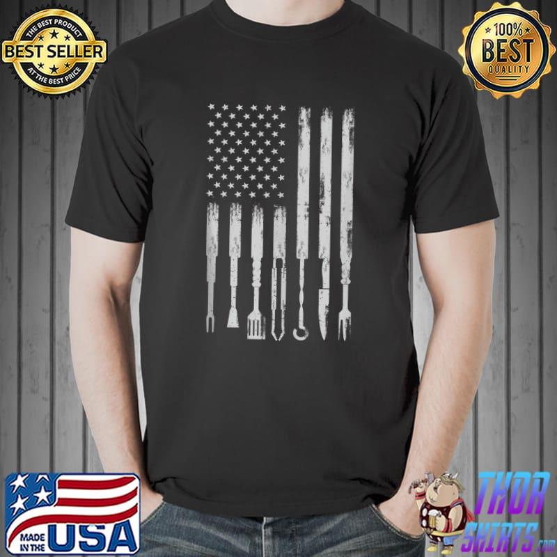 BBQ Design Smoking Barbecue USA Flag T-shirt