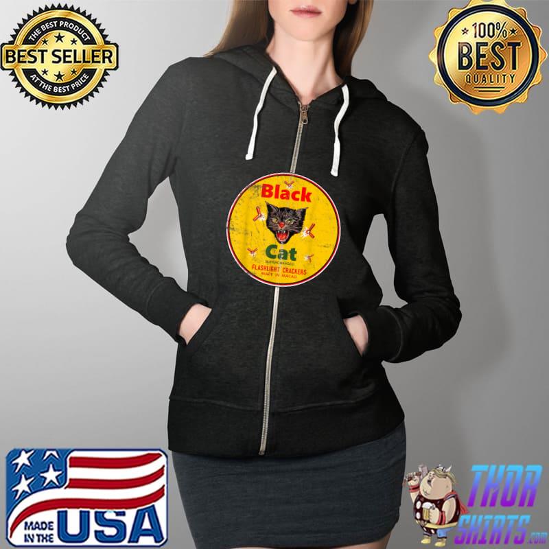 Black Cat firecrackers T-Shirt Full Zip Hooded