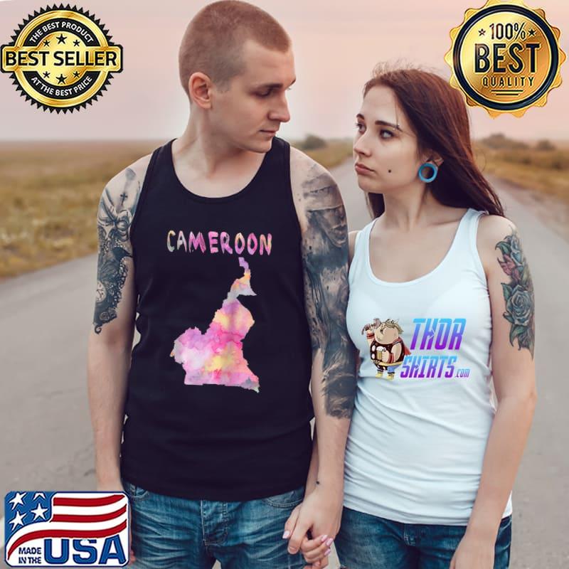 Colorful isolated Cameroon map in watercolor, Colorful Paint T- Tank Top