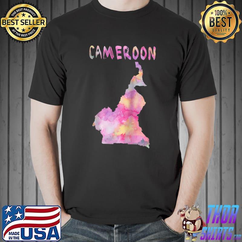Colorful isolated Cameroon map in watercolor, Colorful Paint T- Unisex