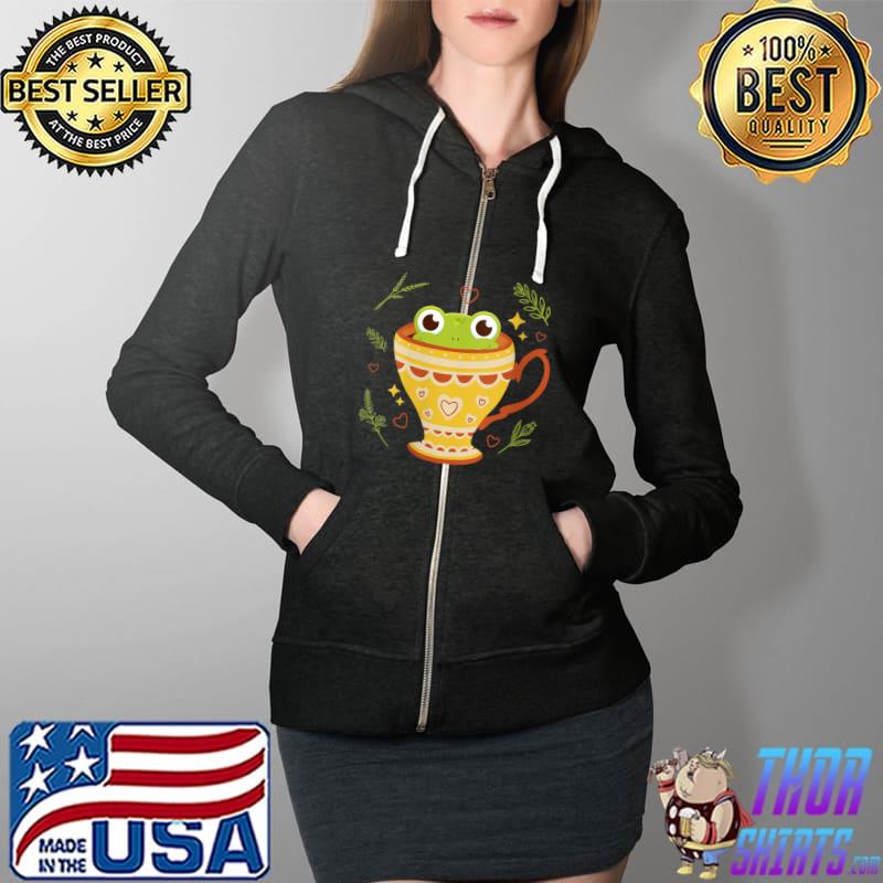 Cottagecore Aesthetic Kawaii Frog In A Jar Funny Frogcore T- Full Zip Hooded