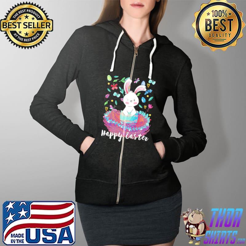 Cute bunny with easter celebration kid Full Zip Hooded