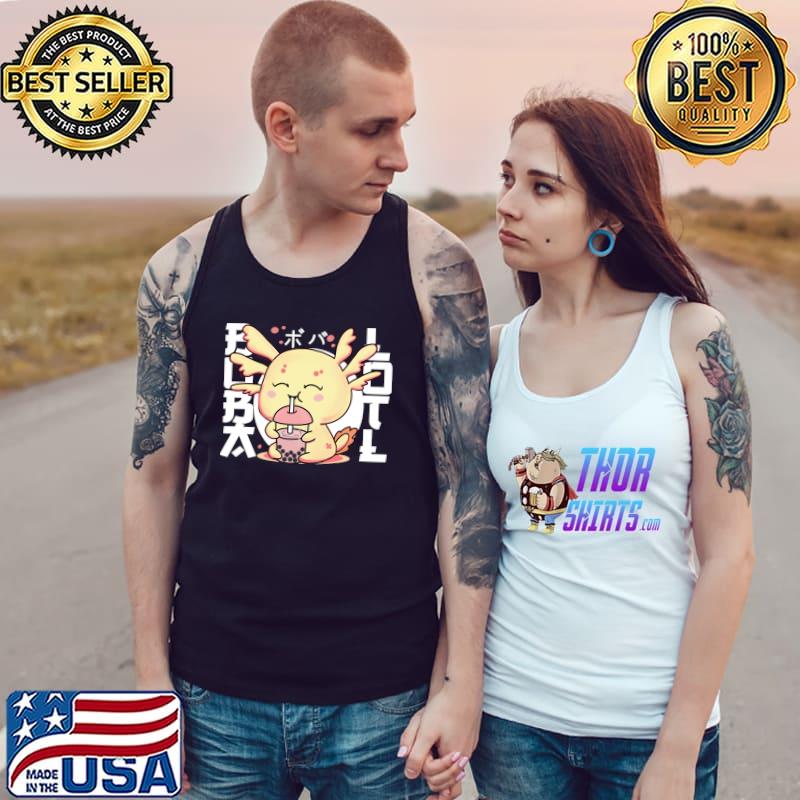 Cute Kawaii Boba Anime Axolotl With Boba Bubble Tea Bobalotl T-Shirt Tank Top
