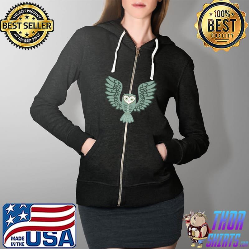 Cute Owl Bird T- Full Zip Hooded