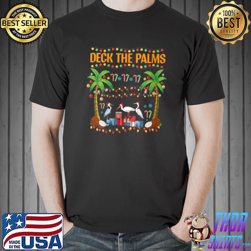 Deck the Palms Merry Flamingo Christmas tee T- Unisex