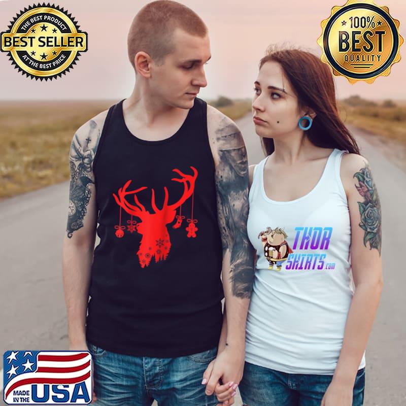 Deer Reindeer Funny Decor ornament Christmas Family Matching T- Tank Top