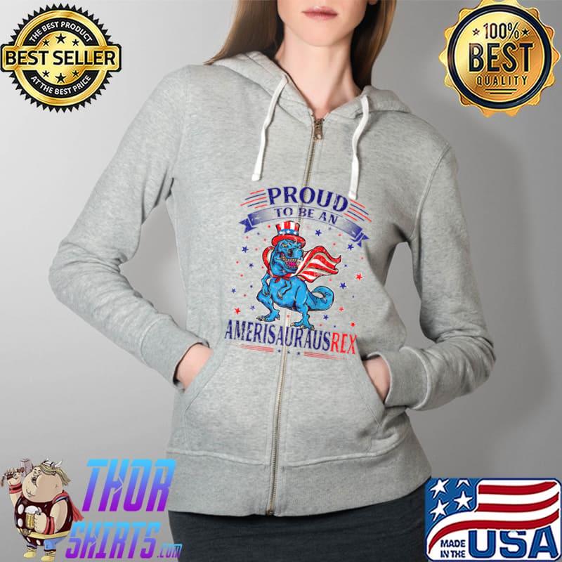 Dinosaur 4th Of July American Flag T- Full Zip Hooded