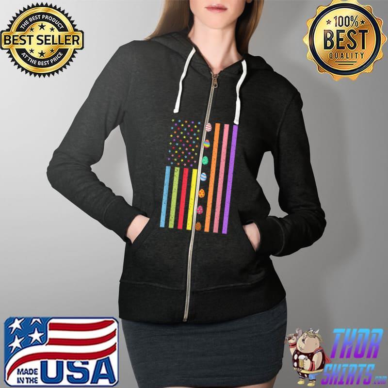 Easter Day American Eggs Flag Funny Boys Girls Kids T-Shirt Full Zip Hooded
