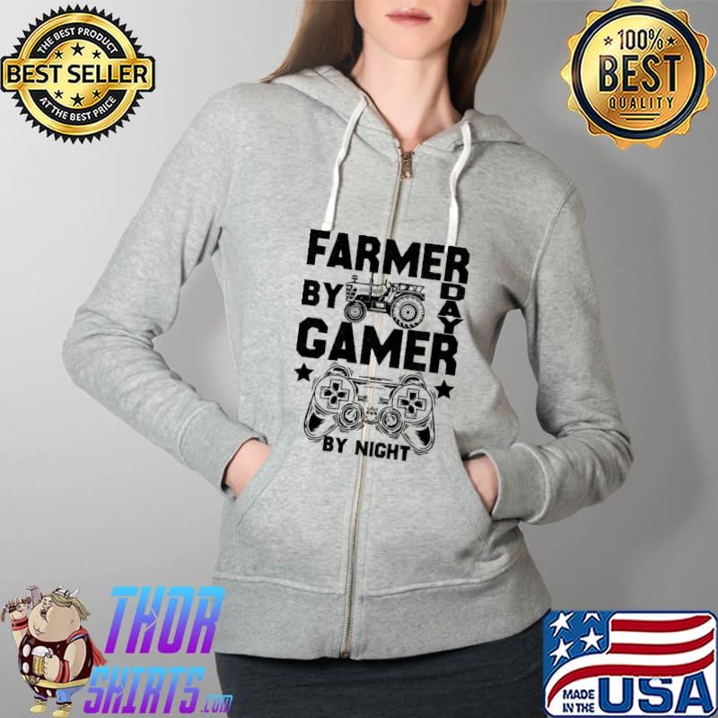Farmer by day gamer by night gamer quote Full Zip Hooded