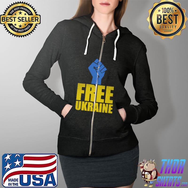 Free Ukraine Stand With Ukraine Ukrainian Flag T-Shirt Full Zip Hooded