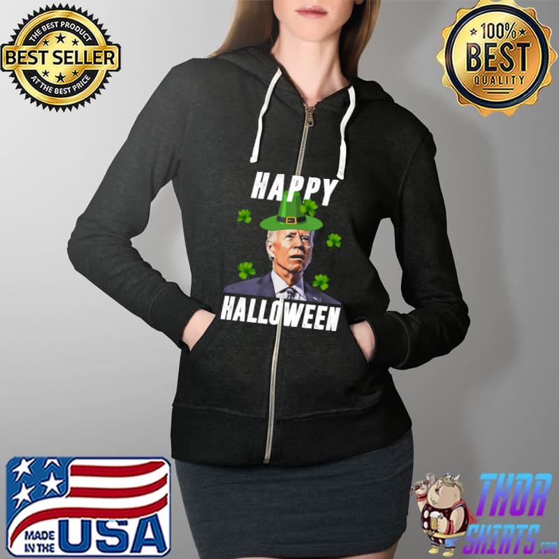 Funny Biden St Patricks Day Happy Halloween Irish Biden Anti T- Full Zip Hooded