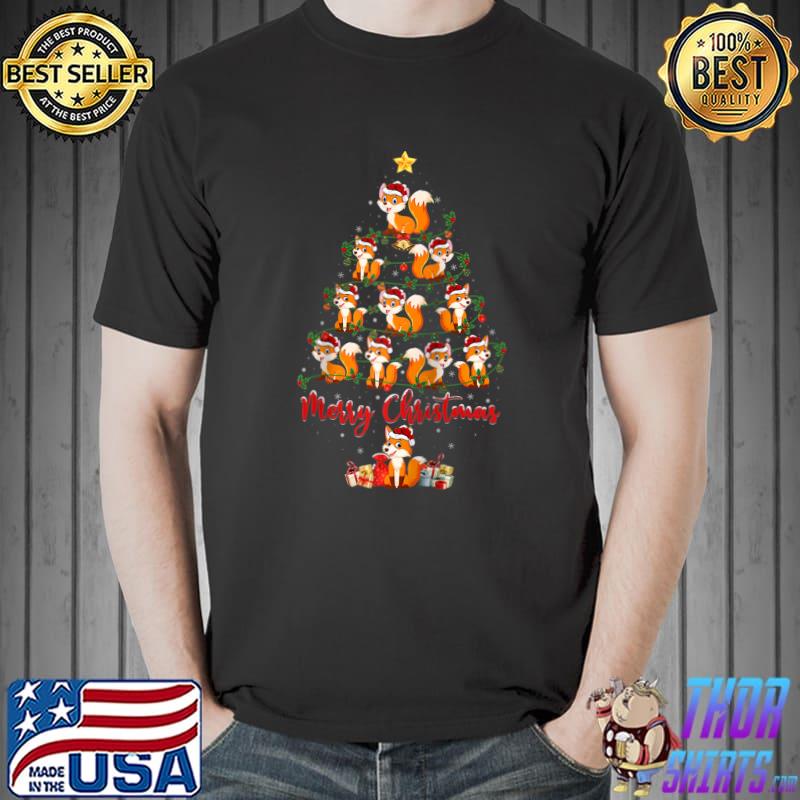 Funny Fox Animal Lover Matching Santa Fox Christmas Tree T- Unisex