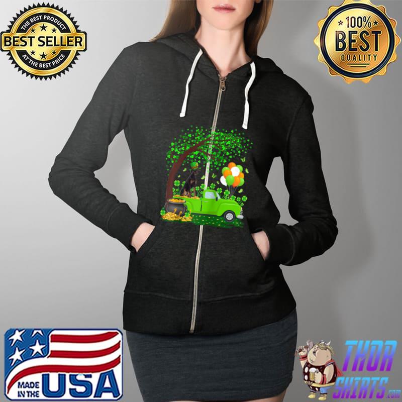 Funny Shamrock Leaf Doberman Pinscher Dog St Patricks Day T-Shirt Full Zip Hooded