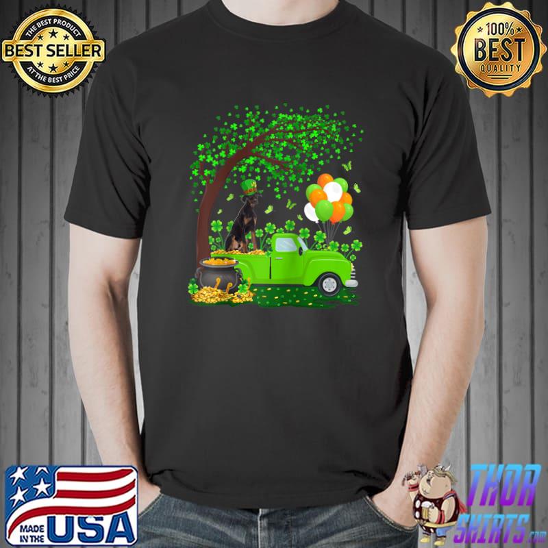 Funny Shamrock Leaf Doberman Pinscher Dog St Patricks Day T-Shirt Unisex