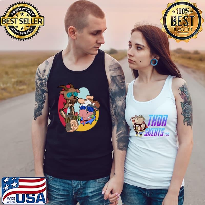 Funny Sunglasses Farm Animal Donkey Goat Cow Farm T-Shirt Tank Top