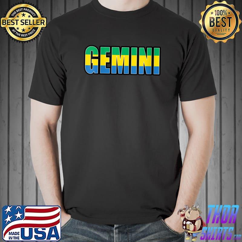 Gemini Gabonese Horoscope Heritage DNA Flag T-shirt